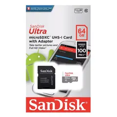 SANDISK - Tarjeta de Memoria MicroSDXC 64GB Ultra UHS-I Clase 10