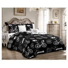 GENERICO - Cubrecama King 270x250 Cm delgado quilt verano negro bici TF