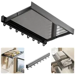 MIABU - Colgador de ropa retráctil pared repisa ganchos