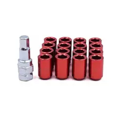 GENERICO - Tuerca De Seguridad 16pzs + Llave Rojo 12x150mm