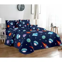 GENERICO - CUBRECAMA QUILT 1.5 PLAZAS 180X230 CON DISEÑO INFANTIL PLANETAS TF