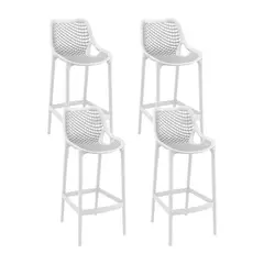 KLIK - Pack de 4 Taburetes Piso de Bar Terraza Exterior Air Berlín - Blanco