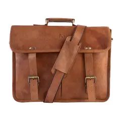 FRANZ MOSSI - Maletín De Cuero Natural Laptop Notebook 15,6" , 16"