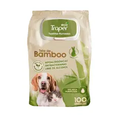 TRAPER - Toallitas Húmedas de Bamboo Para Perro y Gato 100u