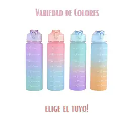 GENERICO - Botella De Agua Deporte Motivacional 1000 Ml Con Bombilla.