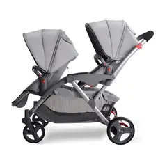 LUBABYCAS - Coche Doble Duo Reclinable 6 Modos En 1 Gris