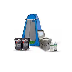 GENERICO - Kit Baño Químico 20 Litros + Carpa Vestidor + Ducha 40 L