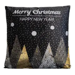 GENERICO - Pack 2 Funda Para Cojín Navidad 45x45 Arboles Negro D.