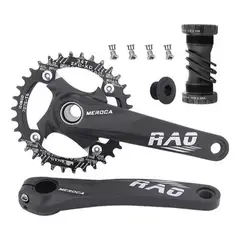 GENERICO - Juego Volante Plato Bielas 170mm Motor Bicicleta Mtb - Negro