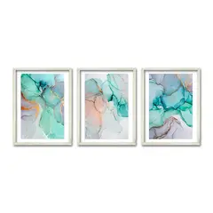 RETELA - Cuadro Trio Plateado Marmol - Plateado - 70x50 cm