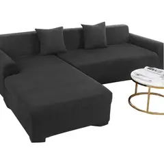 GENERICO - Funda Para Sillon Tipo L Seccional Tela Cuadrille Color NEGRO