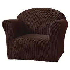 GENERICO - Funda para sofá pequeño de 1 cuerpo tela cuadrille CAFE 90 A140 CM