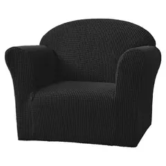 GENERICO - Funda para sofá pequeño de 1 cuerpo tela cuadrille NEGRO 90 A140 CM
