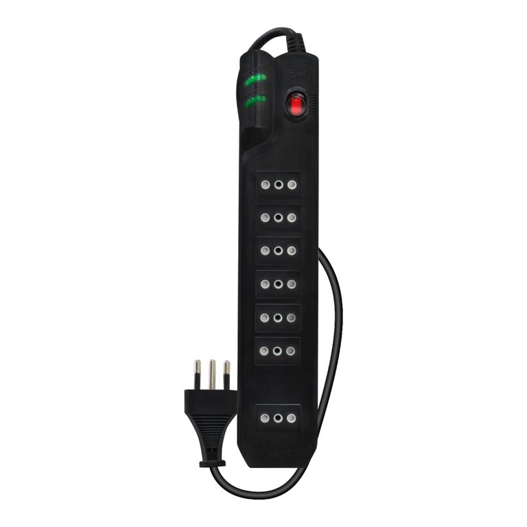 ALARGADOR ELECT C PROTEC SOBREVOLTAJE 1400J 7 TOMAS 3 MTS MCL-07 Color Negro