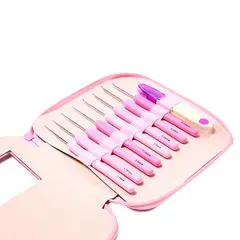 GENERICO - Set de crochet con estuche rosado