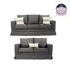 MUNDO LIVING - Juego Living Pompeya marengo sofa 3 cuerpos y 2 cuerpos resortes