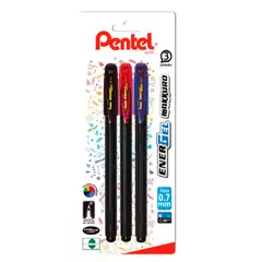 PENTEL - Set 3 Lápices Gel Makkuro 07mm azul negro rojo