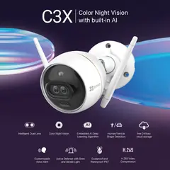 EZVIZ - Camara Wifi C3x 2mp Doble Lente Con Ia Audio Color