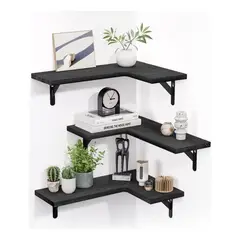 U BUY - Repisas Esquineras Flotantes De Madera X3 Modernas Colores