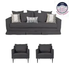 MUNDO LIVING - Juego de Living 311 Lucio sofa mas poltronas producto con resortes