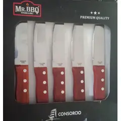 STAINLESS STEEL - Set De 6 Cuchillos Carne Parrilla