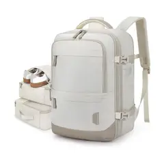 BAGSMART - Mochila Viaje Falco 30L- 40L + 3 Bolsas Organ 17.3 pulg Beige