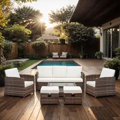 ROHE - Juego de Living de Terraza lbiza 7 Personas - Modernos Marrón