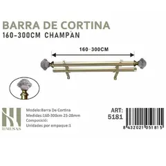 ANGELES DEL HOGAR - BARRA DOBLE DE CORTINA CHAMPAN MEDIDAS 160-300 CM MOD 5181