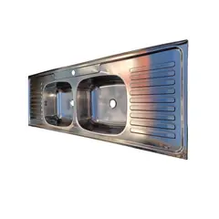 GENERICO - Cubierta Lavaplatos Sobreponer 150cm + Kit Sifón Desague 2 Se Caja 5U