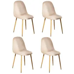 HABITA2 CHILE - Pack de 4 Silla de Comedor Trendy Terciopelo Beige