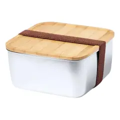 IMPORTCLICK - Contenedor Tupper Hermético Cuadrado Acero Inox. Bambú Tusvik 1400 ML - Blanco