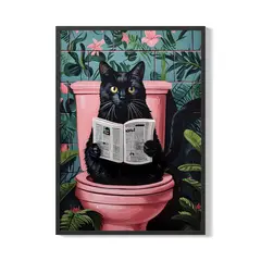 CREANGO - CUADRO POSTER GATO EN EL BAÑO 33X43