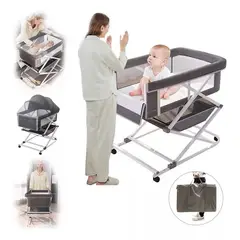 CASTLEN - Cuna Colecho Bebé con Mosquitero Multifuncional Gris