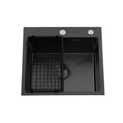 DOMSA - Lavaplatos Deluxe MDS5046-BLACK Sobre Cubierta (Incluye Accesorios)