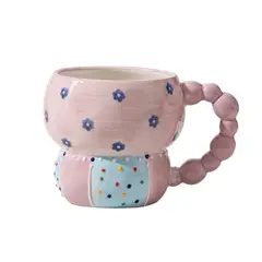 GENERICO - Taza Mug De Cerámica Diseño Vintage Rosa Perlas 420ml