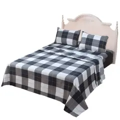 GENERICO - JUEGO DE SABANAS 2.5 ALGODON 200 HILOS CUADRILLE NEGRO 618