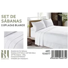 ANGELES DEL HOGAR - Set De Sabanas 2 Plazas Color Blanco 200 Hilos + 2 Funda De Almohada