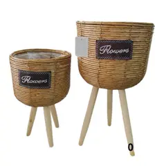 GENERICO - Set 2 Porta Macetero Pedestal Maceta Plantas 25x22cm 45x16cm