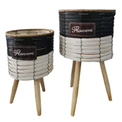 GENERICO - Set 2 Porta Macetero Pedestal Maceta Plantas 25x20cm 44x24cm A3