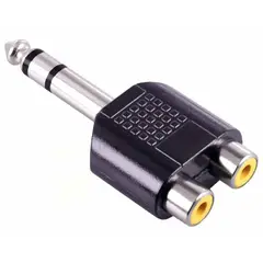 GEN - Adaptador Jack 6.5 Audio Plug 6.3 mm Macho 2 Rca Hembra Conector - Negro