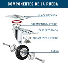 DICAS - Ruedas Giratorias Con Freno Para Muebles Carritos 4 Pulgadas Metalicas 4 Unidades