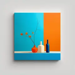 GENERICO - Pinturas Decorativas En Azul Cobalto Y Naranja, 50x50 Cm