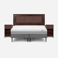 ROSEN - Cama Europea Pratta 2 Pl Pata Acero BD +Respaldo y Veladores