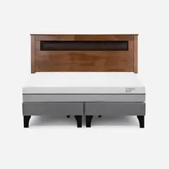 ROSEN - Cama Europea Pratta King Pata Madera BD + Respaldo Ferrara