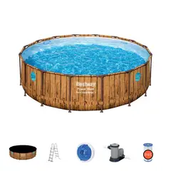 BESTWAY - Piscina estructural redonda +Bomba+Cobertor+Escalera
