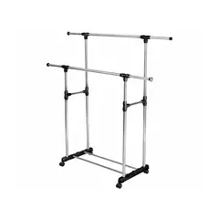DEWINNER - Exhibidor colgador doble acero con ruedas.