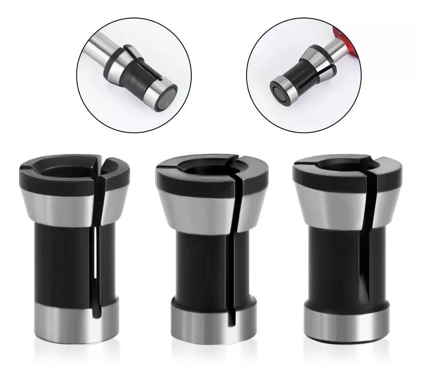 3 Adaptadores Para Fresadora Router Tupi 6mm 6,35 (1/4) 8mm