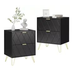 HOMER DESIGN - Velador Con Cajones Diseño Norte Americano 35x26x48cm