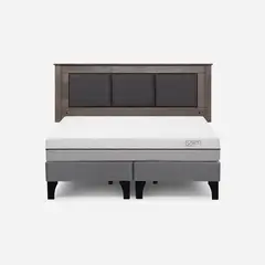 ROSEN - Cama Europea Pratta 2 Plazas BD Pata Madera+ Respaldo Rachel