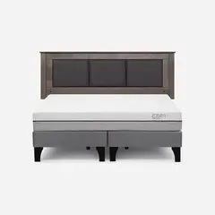 ROSEN - Cama Europea Pratta King BD Pata Madera + Respaldo Rachel